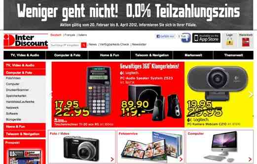 Interdiscount Schweiz online Shop